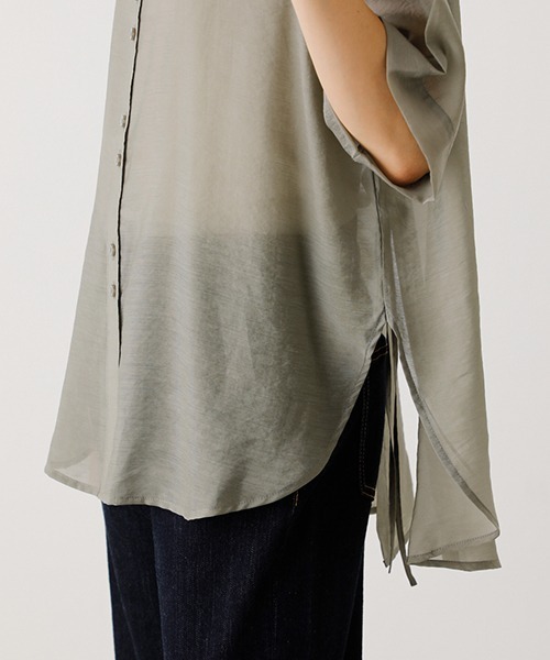 AZUL by moussy（アズールバイマウジー）の「BACK RIBBON SHEER BLOUSE/バックリボンシアーブラウス（シャツ/ブラウス・レディース・ブラック/ブラウン/カーキ・SMALL/MEDIUM）」の20枚目の写真