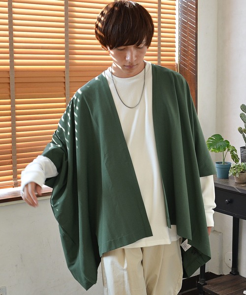 MinoriTY（マイノリティ）の「メンズリラックス着流しカーデポンチョ（カーディガン/ボレロ・メンズ・ブラウン/ブルー/ブラック/カーキ・L/M）」の3枚目の写真