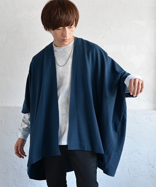 MinoriTY（マイノリティ）の「メンズリラックス着流しカーデポンチョ（カーディガン/ボレロ・メンズ・ブラウン/ブルー/ブラック/カーキ・L/M）」の4枚目の写真