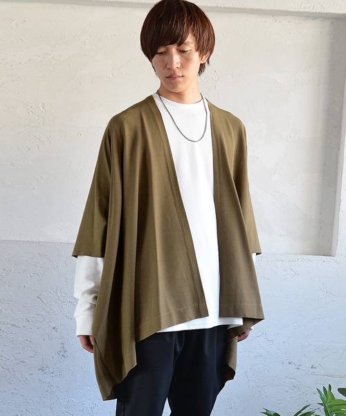 MinoriTY（マイノリティ）の「メンズリラックス着流しカーデポンチョ（カーディガン/ボレロ・メンズ・ブラウン/ブルー/ブラック/カーキ・L/M）」の13枚目の写真