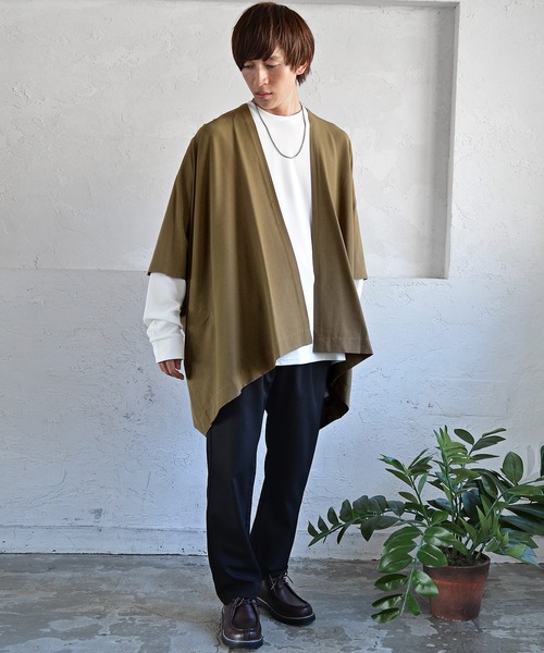 MinoriTY（マイノリティ）の「メンズリラックス着流しカーデポンチョ（カーディガン/ボレロ・メンズ・ブラウン/ブルー/ブラック/カーキ・L/M）」の18枚目の写真