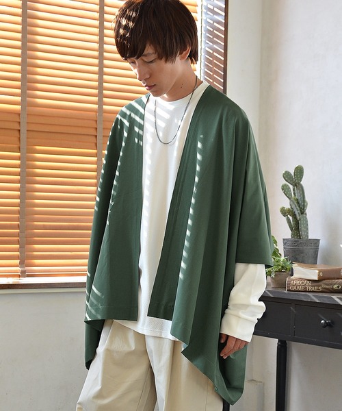 MinoriTY（マイノリティ）の「メンズリラックス着流しカーデポンチョ（カーディガン/ボレロ・メンズ・ブラウン/ブルー/ブラック/カーキ・L/M）」の16枚目の写真