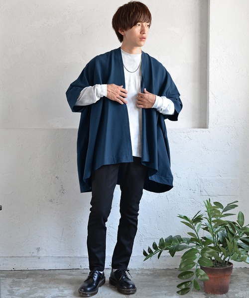 MinoriTY（マイノリティ）の「メンズリラックス着流しカーデポンチョ（カーディガン/ボレロ・メンズ・ブラウン/ブルー/ブラック/カーキ・L/M）」の19枚目の写真