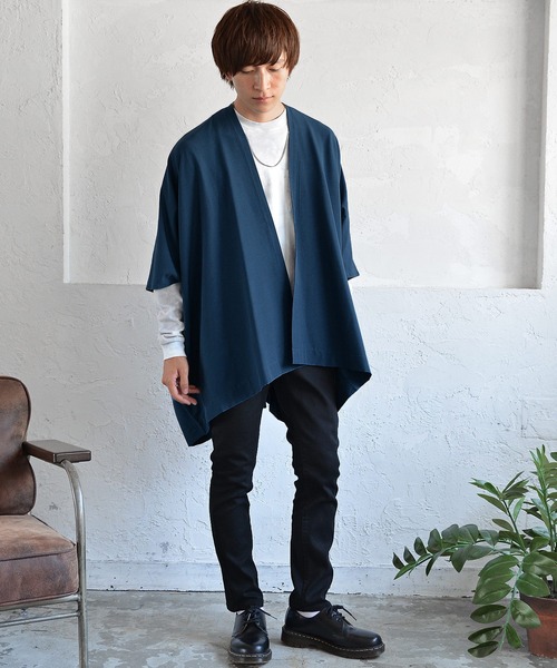 MinoriTY（マイノリティ）の「メンズリラックス着流しカーデポンチョ（カーディガン/ボレロ・メンズ・ブラウン/ブルー/ブラック/カーキ・L/M）」の12枚目の写真