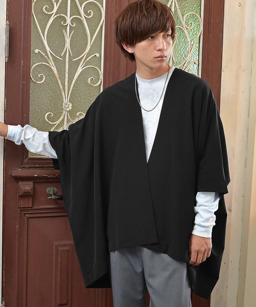 MinoriTY（マイノリティ）の「メンズリラックス着流しカーデポンチョ（カーディガン/ボレロ・メンズ・ブラウン/ブルー/ブラック/カーキ・L/M）」の5枚目の写真
