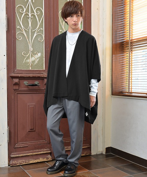 MinoriTY（マイノリティ）の「メンズリラックス着流しカーデポンチョ（カーディガン/ボレロ・メンズ・ブラウン/ブルー/ブラック/カーキ・L/M）」の15枚目の写真