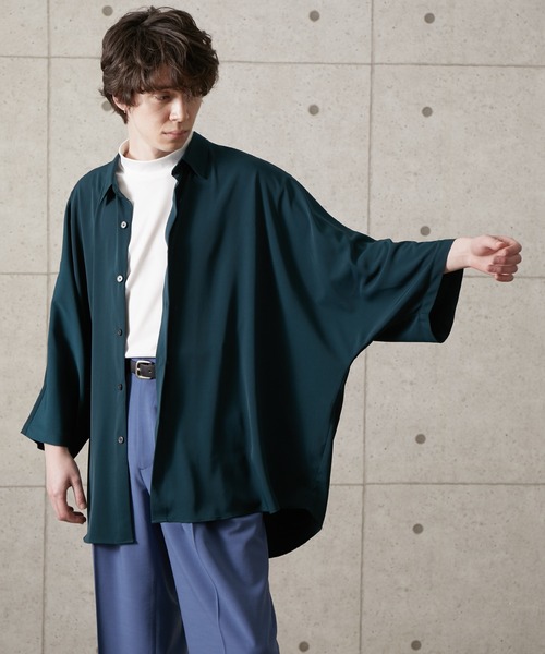 JUNRED（ジュンレッド）の「ポンチョシャツ（シャツ/ブラウス・メンズ・ブラウン/グリーン/グレー・M/L）」の3枚目の写真