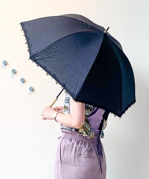 Ray BEAMS（レイビームス）の「Ray BEAMS / フチ レース 長傘（長傘・レディース・ブラック/サックスブルー・ONE SIZE）」の2枚目の写真