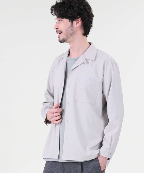 Sillage 長袖開襟シャツ W/PE/PU Sillage 長袖開襟シャツ W/PE/PU improves シャツ メンズ 長袖 開襟