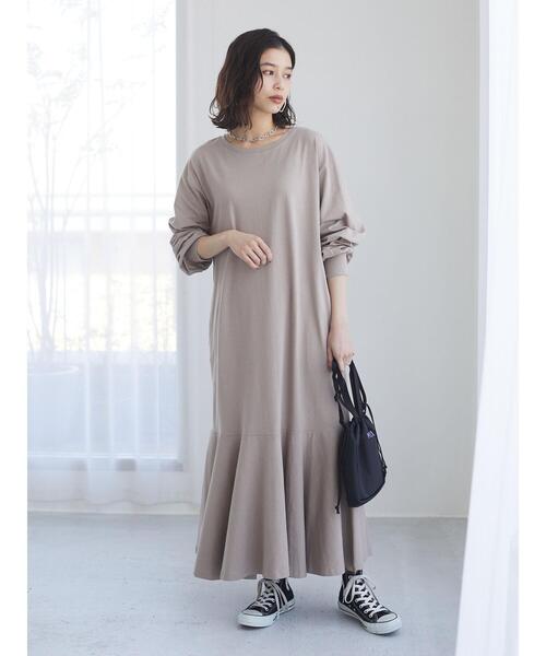 Sugar spoon（シュガースプーン）の「・SUGAR SPOON スソラッフルワンピース＊（ワンピース・レディース・ブラック/ライトベージュ/ライトカーキ/グレイッシュベージュ・FREE）」の8枚目の写真