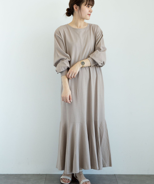 Sugar spoon（シュガースプーン）の「・SUGAR SPOON スソラッフルワンピース＊（ワンピース・レディース・ブラック/ライトベージュ/ライトカーキ/グレイッシュベージュ・FREE）」の5枚目の写真