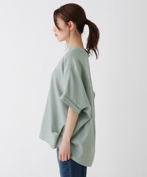 SHOO・LA・RUE（シューラルー）の「◆【S-3L】フレンチリネンドルマンスキッパー（シャツ/ブラウス・レディース・ライトブルー/オフホワイト/グレー系その他3/ブラウン系/ピンク系/マスタード/ブラック/ネイビー系2/ホワイト系/ベージュ・02/03/04/01/05）」の12枚目の写真