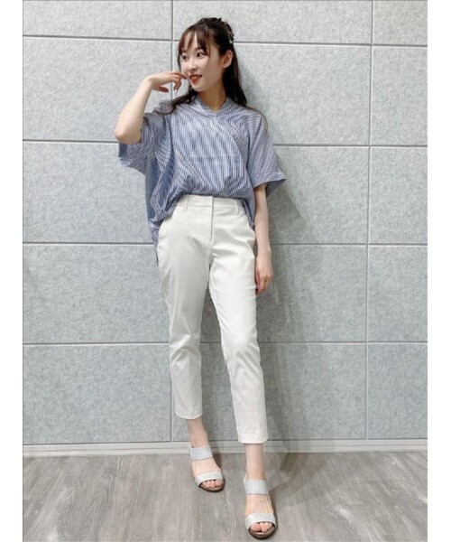 SHOO・LA・RUE（シューラルー）の「◆【S-3L】フレンチリネンドルマンスキッパー（シャツ/ブラウス・レディース・ライトブルー/オフホワイト/グレー系その他3/ブラウン系/ピンク系/マスタード/ブラック/ネイビー系2/ホワイト系/ベージュ・02/03/04/01/05）」の22枚目の写真