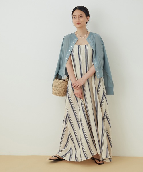 ADAM ET ROPE'（アダムエロペ）の「＜洗える＞シアーリブカーディガン（カーディガン/ボレロ・レディース・ブラック/ホワイト/ブルー/ベージュ・FREE）」の5枚目の写真