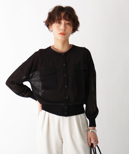 AG by aquagirl（エージーバイアクアガール）の「◆ポケットデザインシアーカーディガン（カーディガン/ボレロ・レディース・ブラック/ブルー/ダークオレンジ・38/36）」の2枚目の写真