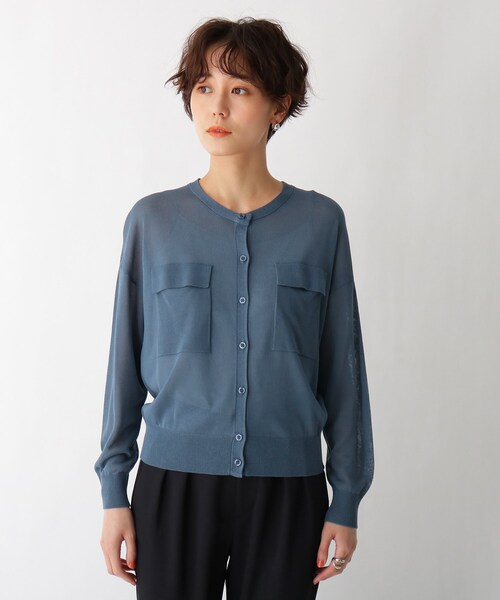 AG by aquagirl（エージーバイアクアガール）の「◆ポケットデザインシアーカーディガン（カーディガン/ボレロ・レディース・ブラック/ブルー/ダークオレンジ・38/36）」の5枚目の写真