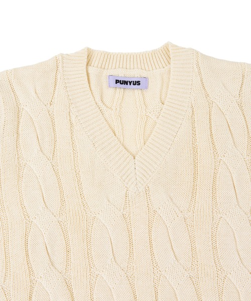 PUNYUS（プニュズ）の「ケーブルニットトップス（Tシャツ/カットソー・レディース・ブラック/アイボリー/グリーン/ライトピンク/ブルー・1/3/4/2）」の7枚目の写真