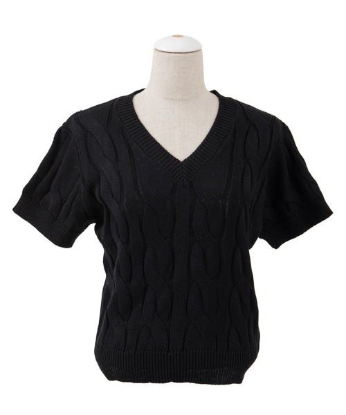 PUNYUS（プニュズ）の「ケーブルニットトップス（Tシャツ/カットソー・レディース・ブラック/アイボリー/グリーン/ライトピンク/ブルー・1/3/4/2）」の17枚目の写真