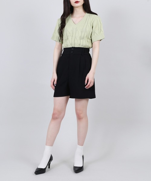 PUNYUS（プニュズ）の「ケーブルニットトップス（Tシャツ/カットソー・レディース・ブラック/アイボリー/グリーン/ライトピンク/ブルー・1/3/4/2）」の15枚目の写真