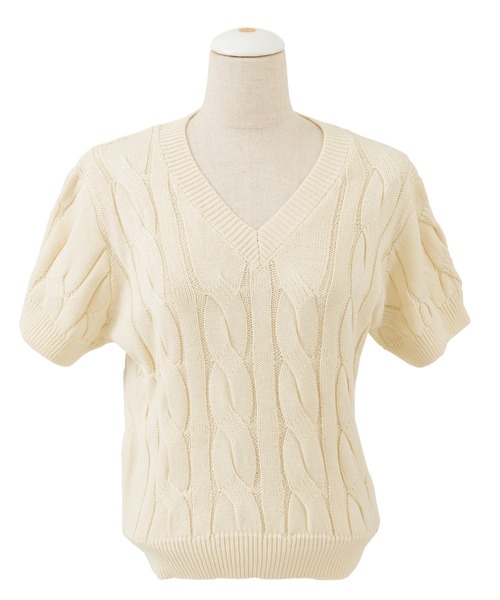 PUNYUS（プニュズ）の「ケーブルニットトップス（Tシャツ/カットソー・レディース・ブラック/アイボリー/グリーン/ライトピンク/ブルー・1/3/4/2）」の18枚目の写真