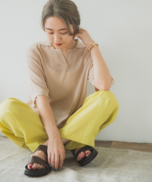 ITEMS URBANRESEARCH（アイテムズ アーバンリサーチ）の「ポロニットTシャツ（ニット/セーター・レディース・ベージュ/チャコールグレー/ブルー・FREE）」の20枚目の写真