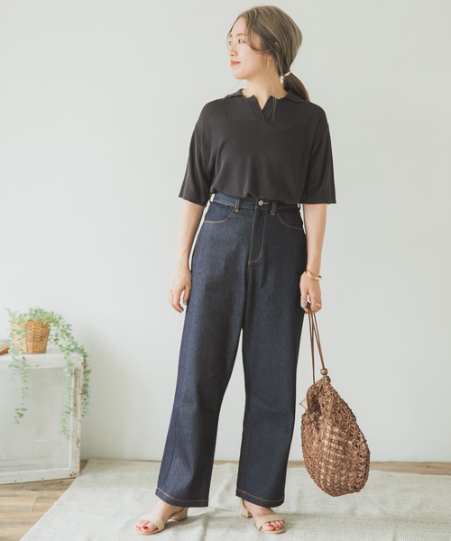 ITEMS URBANRESEARCH（アイテムズ アーバンリサーチ）の「ポロニットTシャツ（ニット/セーター・レディース・ベージュ/チャコールグレー/ブルー・FREE）」の13枚目の写真