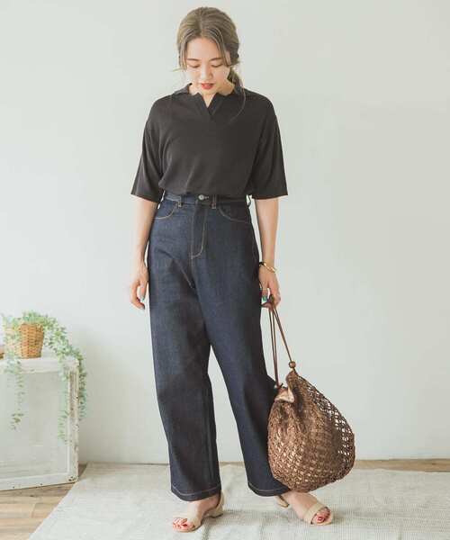 ITEMS URBANRESEARCH（アイテムズ アーバンリサーチ）の「ポロニットTシャツ（ニット/セーター・レディース・ベージュ/チャコールグレー/ブルー・FREE）」の12枚目の写真