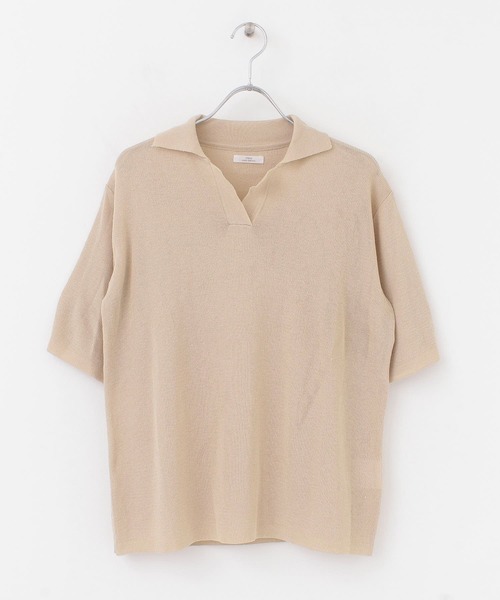 ITEMS URBANRESEARCH（アイテムズ アーバンリサーチ）の「ポロニットTシャツ（ニット/セーター・レディース・ベージュ/チャコールグレー/ブルー・FREE）」の10枚目の写真