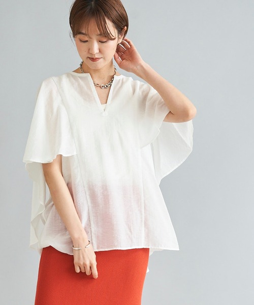 DouDou（ドゥドゥ）の「【WEB限定】ポンチョ風ブラウス（シャツ/ブラウス・レディース・ブラック/グレー/オフホワイト・FREE）」の2枚目の写真