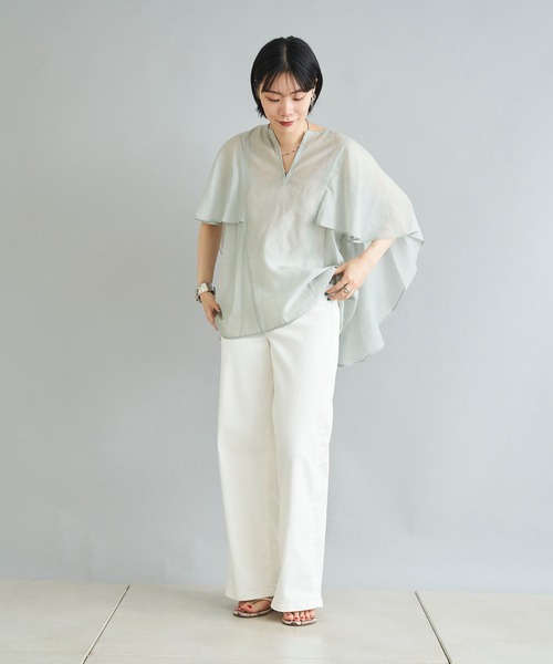 DouDou（ドゥドゥ）の「【WEB限定】ポンチョ風ブラウス（シャツ/ブラウス・レディース・ブラック/グレー/オフホワイト・FREE）」の5枚目の写真