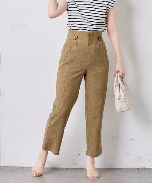 natural couture（ナチュラルクチュール）の「おしゃれタック楊柳パンツ（その他パンツ・レディース・ブラック/ベージュ/イエロー・FREE）」の2枚目の写真