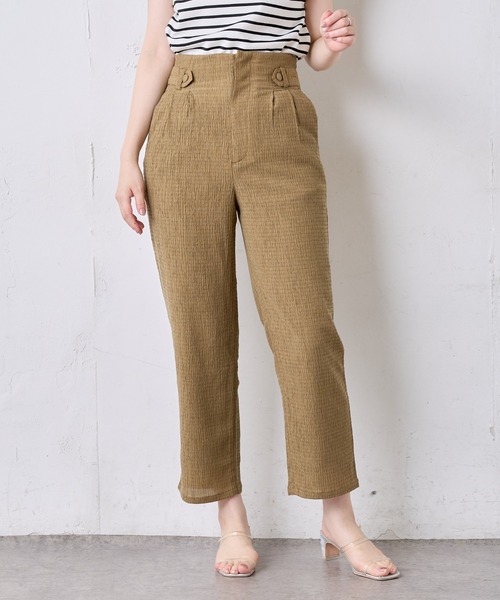 natural couture（ナチュラルクチュール）の「おしゃれタック楊柳パンツ（その他パンツ・レディース・ブラック/ベージュ/イエロー・FREE）」の8枚目の写真