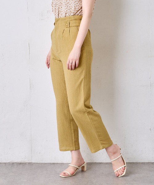 natural couture（ナチュラルクチュール）の「おしゃれタック楊柳パンツ（その他パンツ・レディース・ブラック/ベージュ/イエロー・FREE）」の4枚目の写真