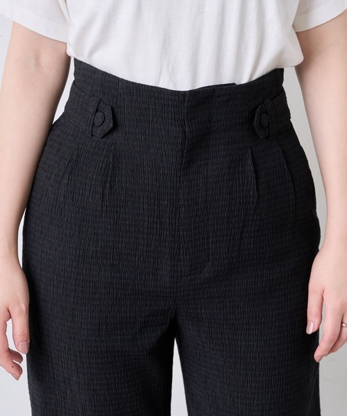 natural couture（ナチュラルクチュール）の「おしゃれタック楊柳パンツ（その他パンツ・レディース・ブラック/ベージュ/イエロー・FREE）」の9枚目の写真