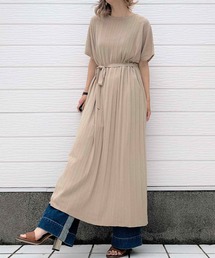 Q | ベルト付きリブワンピース(ワンピース)