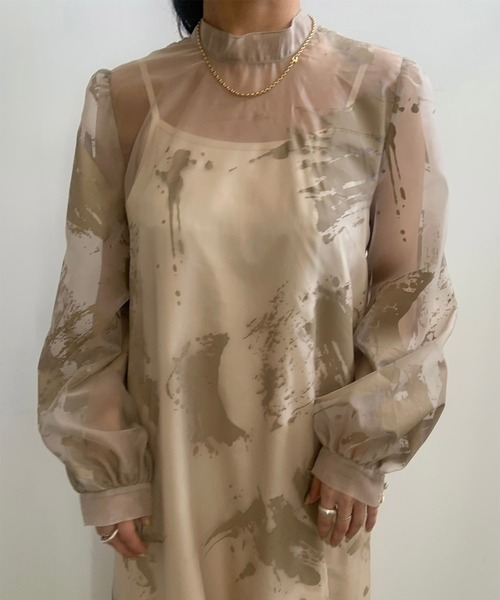 RUBBER PAINT ART SHEER DRESS（ワンピース）｜Ameri（アメリ）の
