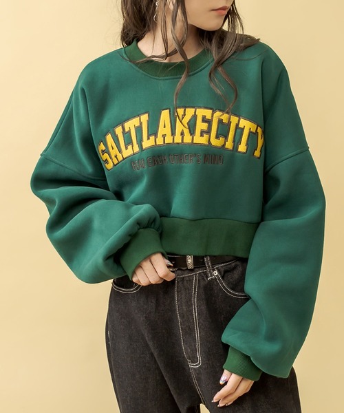 RASVOA（ラスボア）の「ＳＡＬＴＬＡＫＥＣＩＴＹクロップドトレーナー（スウェット・レディース・ブラック/グレー/ブルー/グリーン・FREE）」の4枚目の写真