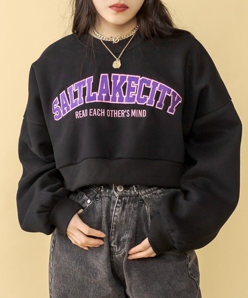 RASVOA（ラスボア）の「ＳＡＬＴＬＡＫＥＣＩＴＹクロップドトレーナー（スウェット・レディース・ブラック/グレー/ブルー/グリーン・FREE）」の2枚目の写真