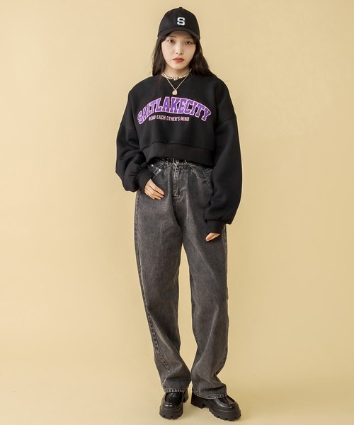 RASVOA（ラスボア）の「ＳＡＬＴＬＡＫＥＣＩＴＹクロップドトレーナー（スウェット・レディース・ブラック/グレー/ブルー/グリーン・FREE）」の7枚目の写真