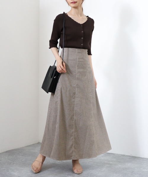 archives（アルシーヴ）の「チェックバックレースアップスカート（スカート・レディース・マスタード/オレンジ/ブラウン・MEDIUM）」の15枚目の写真