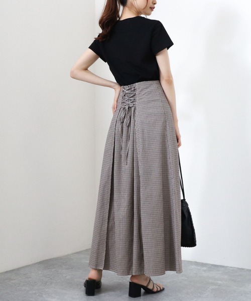 archives（アルシーヴ）の「チェックバックレースアップスカート（スカート・レディース・マスタード/オレンジ/ブラウン・MEDIUM）」の8枚目の写真