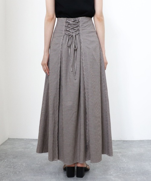 archives（アルシーヴ）の「チェックバックレースアップスカート（スカート・レディース・マスタード/オレンジ/ブラウン・MEDIUM）」の7枚目の写真