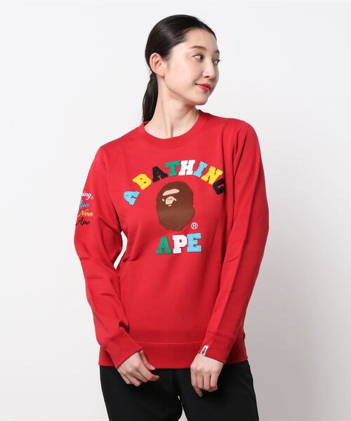 A BATHING APE（アベイシングエイプ）の「COLLEGE CREWNECK L（スウェット・レディース・ネイビー/レッド/イエロー・SMALL/X-SMALL）」の3枚目の写真