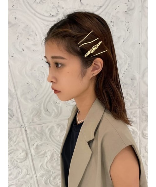 SLY（スライ）の「METAL WAVE HAIR PIN SET/ヘアピンセット（バレッタ/ヘアクリップ・レディース・ゴールド/シルバー・FREE）」の15枚目の写真