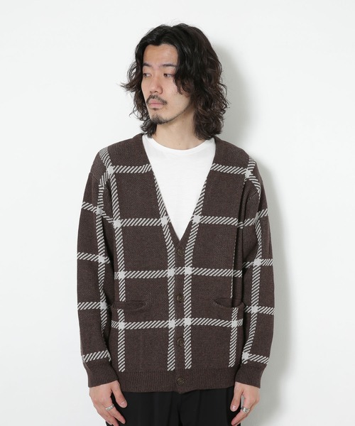 URBAN RESEARCH Sonny Label(アーバンリサーチサニーレーベル)の「チェックジャガードカーディガン(カーディガン/ボレロ・メンズ・ブラウン/レッド/グリーン・MEDIUM/LARGE)」の6枚目の写真