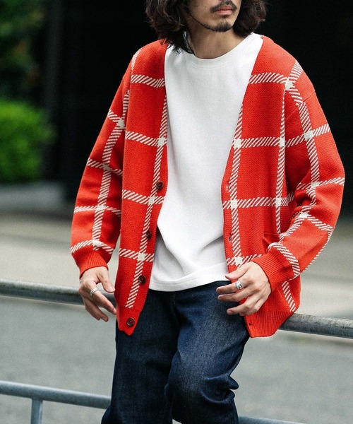 URBAN RESEARCH Sonny Label(アーバンリサーチサニーレーベル)の「チェックジャガードカーディガン(カーディガン/ボレロ・メンズ・ブラウン/レッド/グリーン・MEDIUM/LARGE)」の19枚目の写真