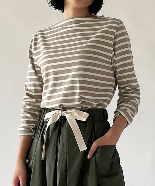 ORCIVAL（オーシバル）の「【ORCIVAL】コットンロードフレンチバスクシャツ WOMEN（Tシャツ/カットソー・レディース・ブラック系その他/ホワイト系その他5/F/ブラック/アイボリー/C/D/A/ブルー系その他5/ブラウン/E/パープル/マスタード/G/B・0/1/2）」の10枚目の写真