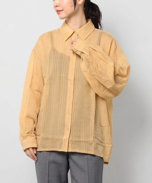 STYLEBLOCK(スタイルブロック)の「ドビーストライプオーバーサイズシャツ(シャツ/ブラウス・レディース・ホワイト/ブラック/マスタード・M)」の1枚目の写真
