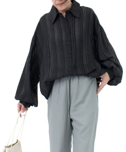 STYLEBLOCK(スタイルブロック)の「ドビーストライプオーバーサイズシャツ(シャツ/ブラウス・レディース・ホワイト/ブラック/マスタード・M)」の8枚目の写真