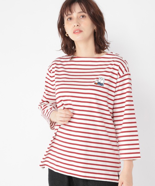 studio CLIP（スタディオクリップ）の「巾着付き肩ボタンボーダープルオーバー〔Dick Brunaコラボ〕（Tシャツ/カットソー・レディース・レッド/ブルー/ベージュ・FREE）」の20枚目の写真